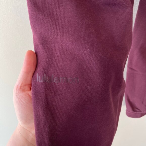 ❄️SOLD❄️ LULULEMON Relaxed High-Rise Joggers Cassis Burgundy Cotton Terry Size 8 - Picture 10 of 12